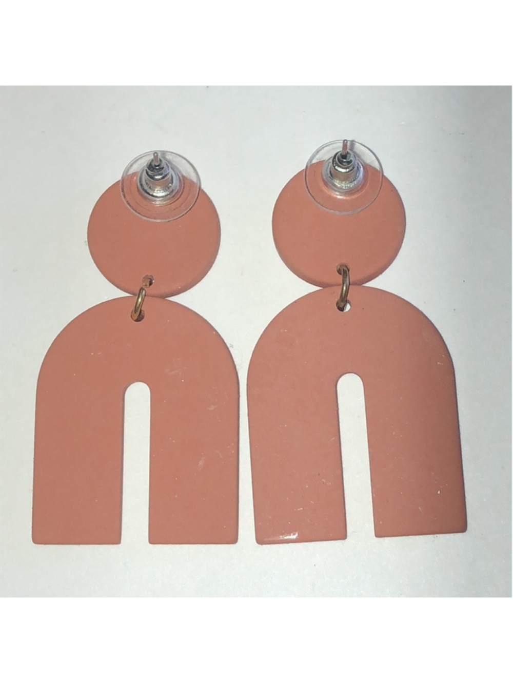Terracotta Clay Retro Boho Arch Earrings - Picture 4 of 4
